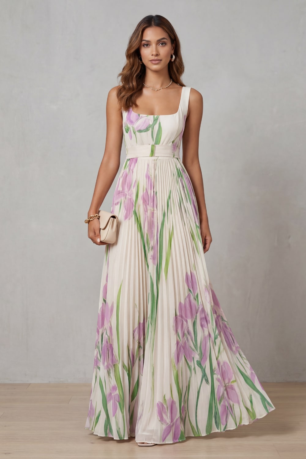Gabriella Floral Pleated Maxi Dress_12