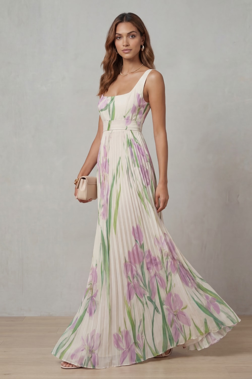 Gabriella Floral Pleated Maxi Dress