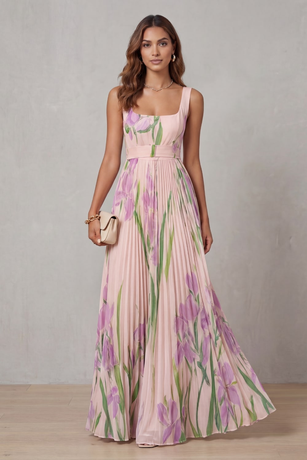 Gabriella Floral Pleated Maxi Dress