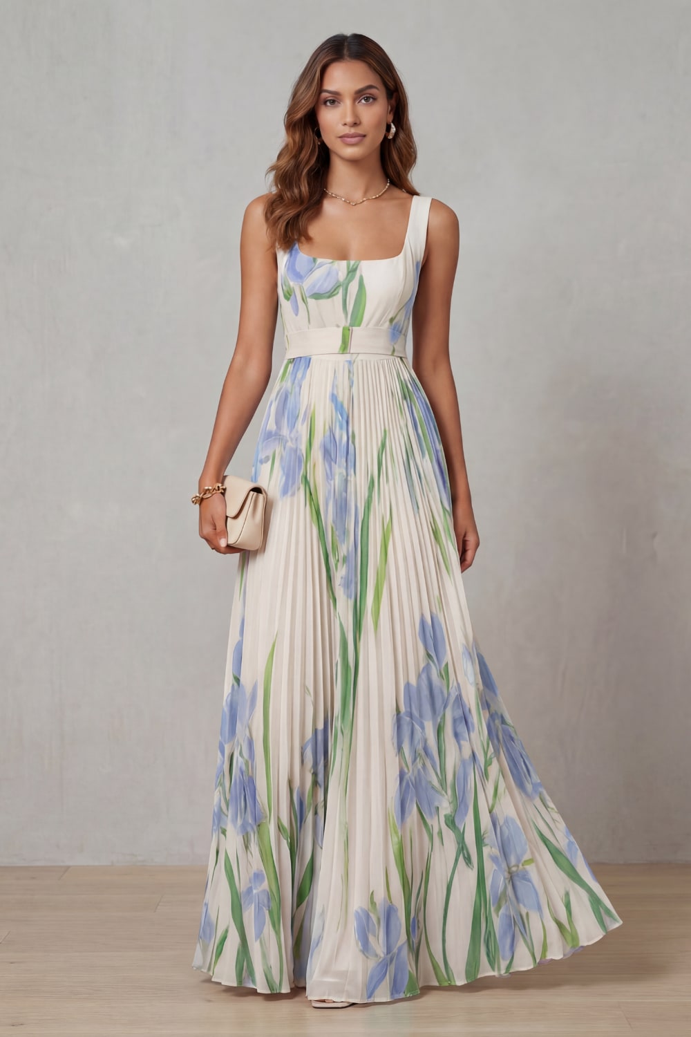 Gabriella Floral Pleated Maxi Dress
