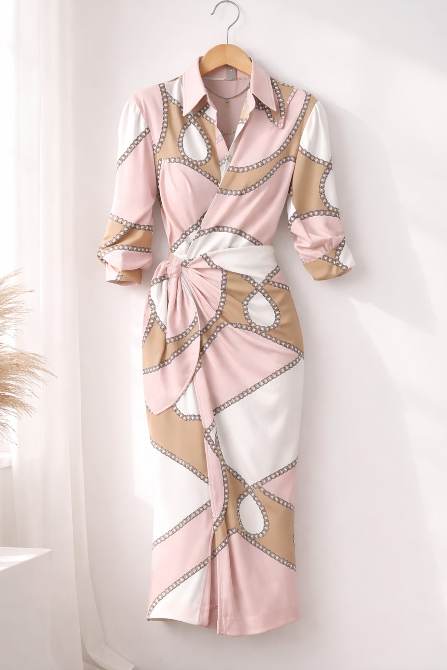Adele Printed Satin Maxi Shirt Dress