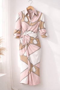 Adele Printed Satin Maxi Shirt Dress