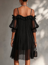 Gianna Pleated Chiffon Lace Cocktail Mini Dress