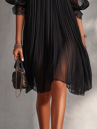 Gianna Pleated Chiffon Lace Cocktail Mini Dress