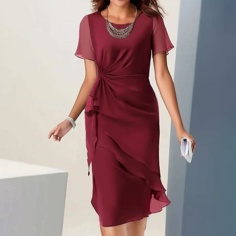 Lilly Ruffle Flutter Sleeve Wrap Midi Dress