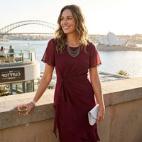 Lilly Ruffle Flutter Sleeve Wrap Midi Dress