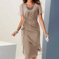 Lilly Ruffle Flutter Sleeve Wrap Midi Dress