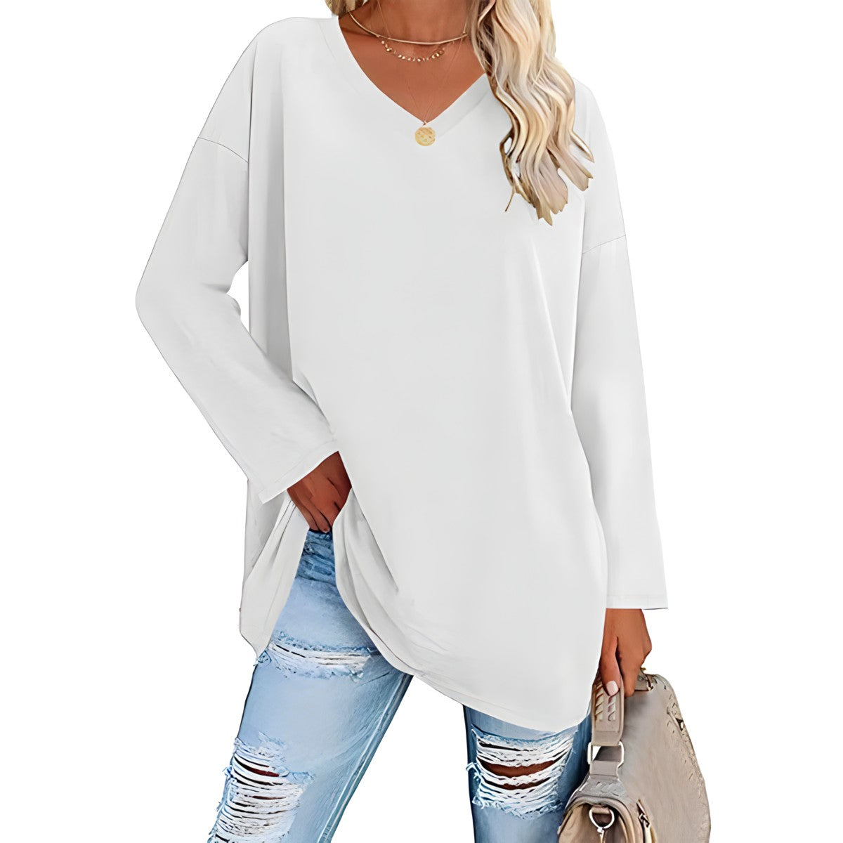 Harriet Wells V-Neck Long Sleeve Tunic Top