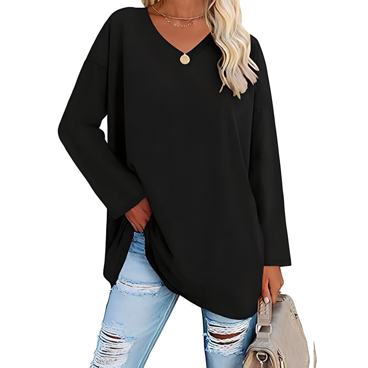Harriet Wells V-Neck Long Sleeve Tunic Top