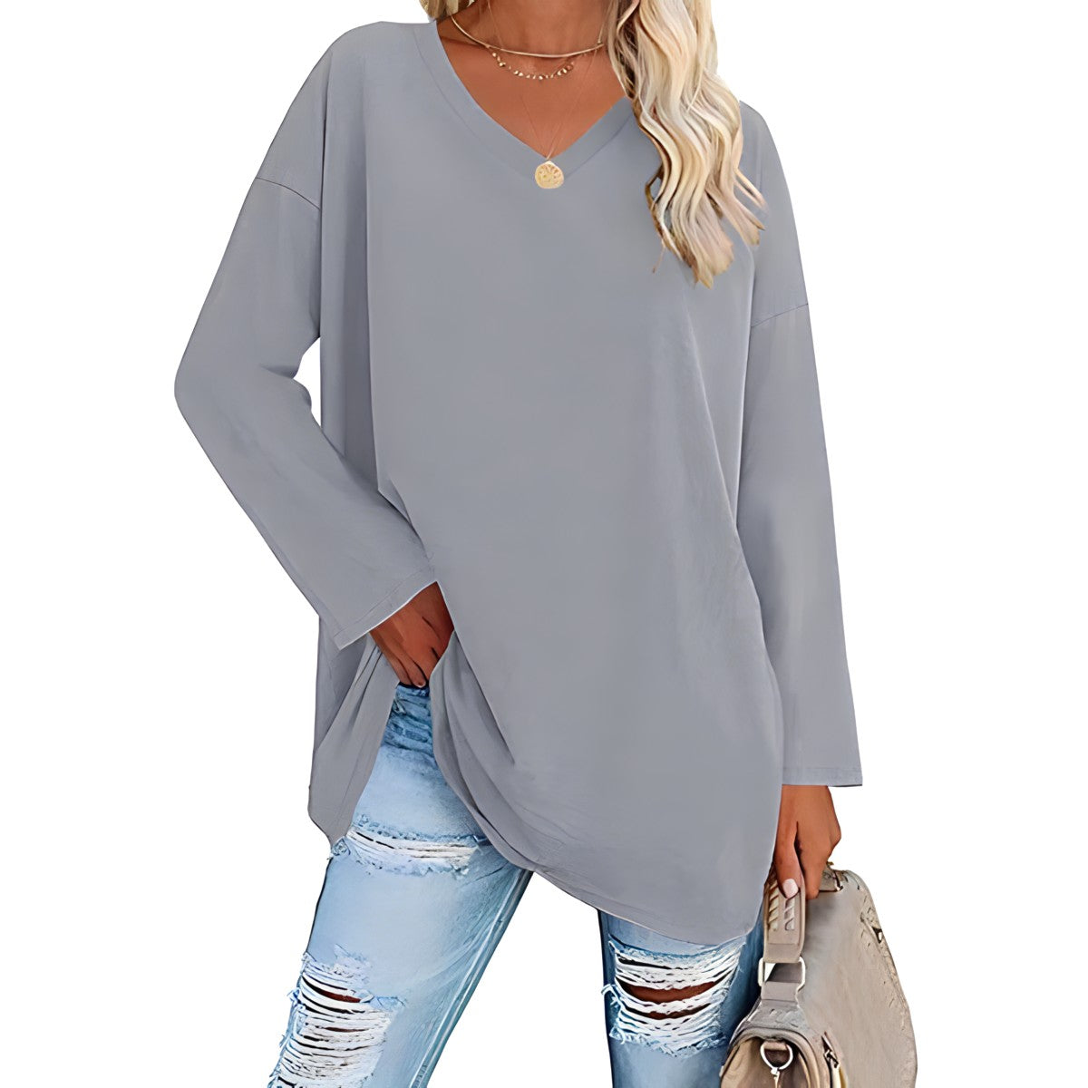Harriet Wells V-Neck Long Sleeve Tunic Top
