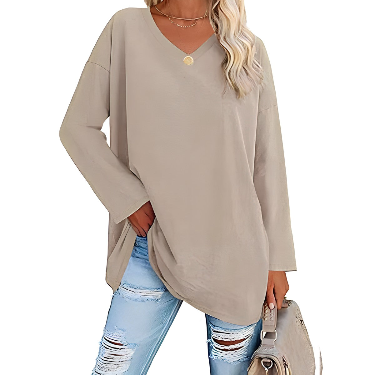 Harriet Wells V-Neck Long Sleeve Tunic Top