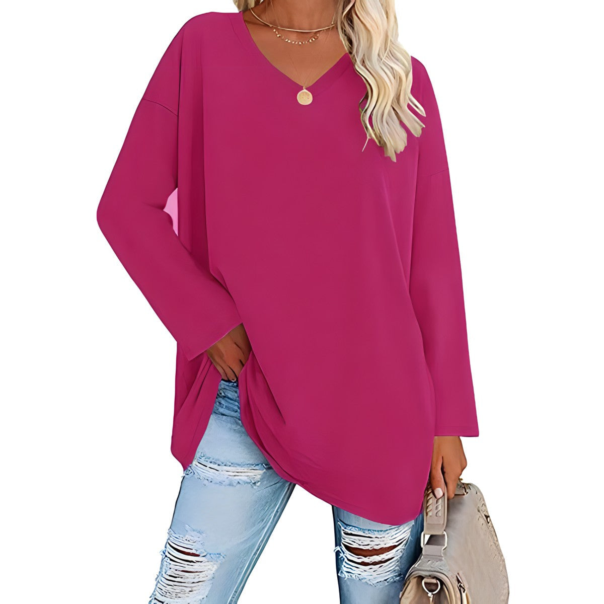 Harriet Wells V-Neck Long Sleeve Tunic Top