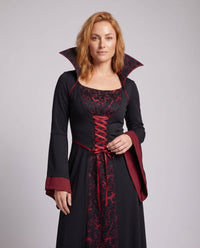 Esther Vampire Costume Lace Up Maxi Gown with Stand Collar