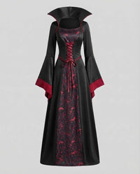 Esther Vampire Costume Lace Up Maxi Gown with Stand Collar