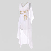 Naomi White Goddess Costume Dress with Gold Wrap Belt