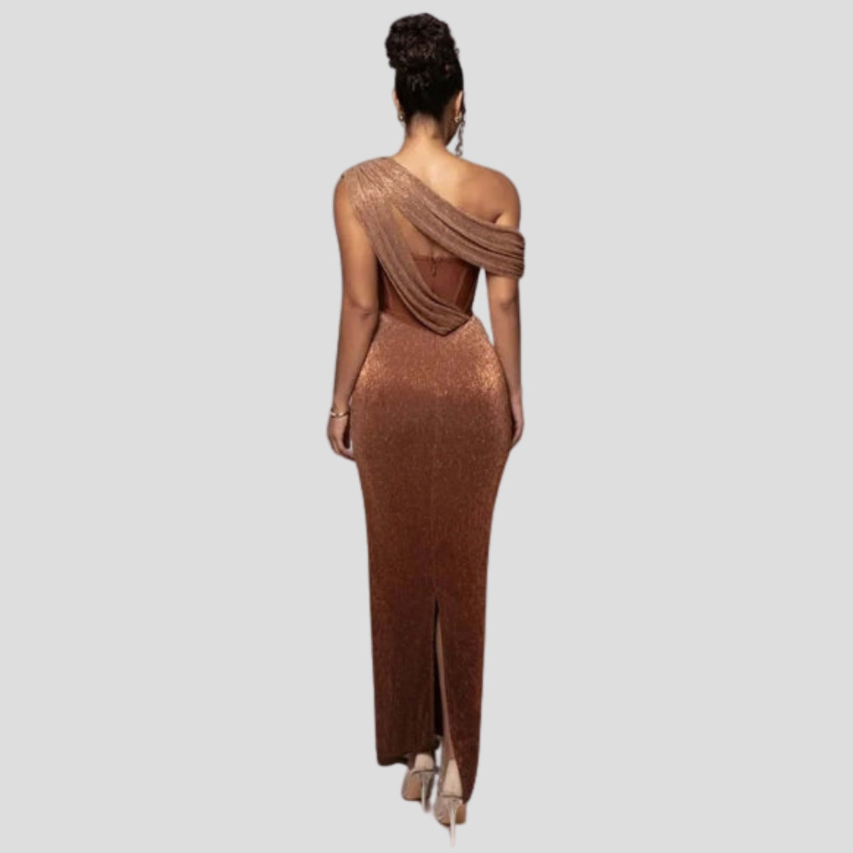 Zephyrine One Shoulder Draped Evening Maxi Dress