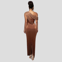 Zephyrine One Shoulder Draped Evening Maxi Dress