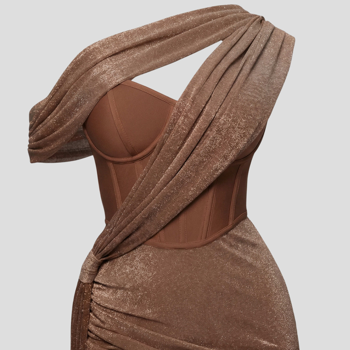 Zephyrine One Shoulder Draped Evening Maxi Dress