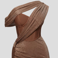 Zephyrine One Shoulder Draped Evening Maxi Dress