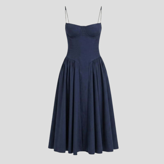 Angela Bustier Pleated Midi Dress_1