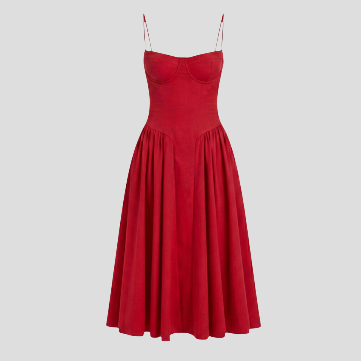 Angela Bustier Pleated Midi Dress