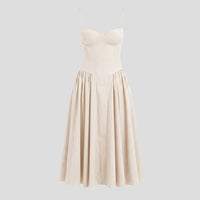 Angela Bustier Pleated Midi Dress