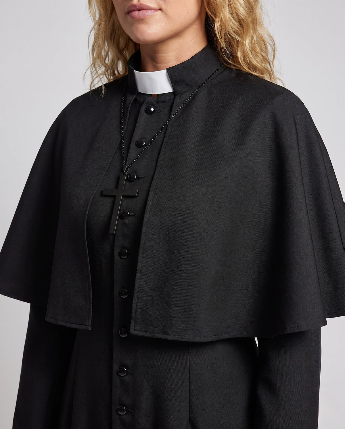 Marcia Priest Costume Robe with Shoulder Cape and Cross Pendant