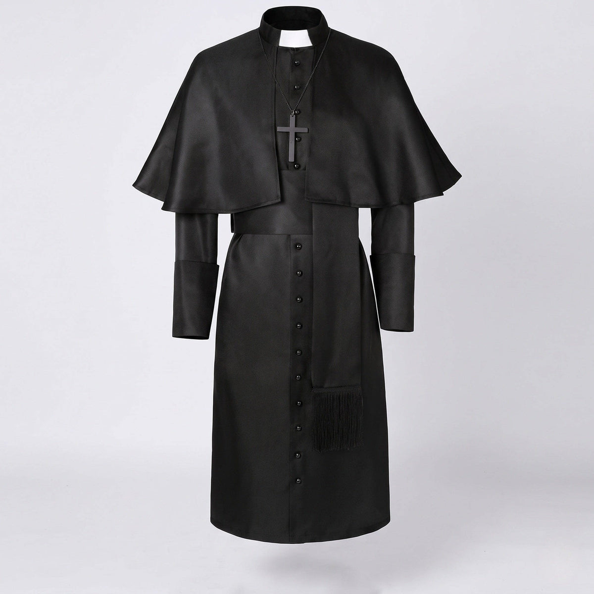 Marcia Priest Costume Robe with Shoulder Cape and Cross Pendant