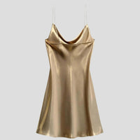 Fleur Satin Cowl Neck Party Mini Dress