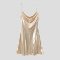 Fleur Satin Cowl Neck Party Mini Dress