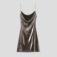 Fleur Satin Cowl Neck Party Mini Dress