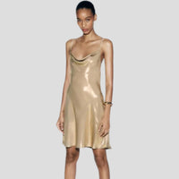 Fleur Satin Cowl Neck Party Mini Dress