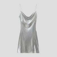 Fleur Satin Cowl Neck Party Mini Dress
