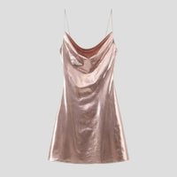 Fleur Satin Cowl Neck Party Mini Dress
