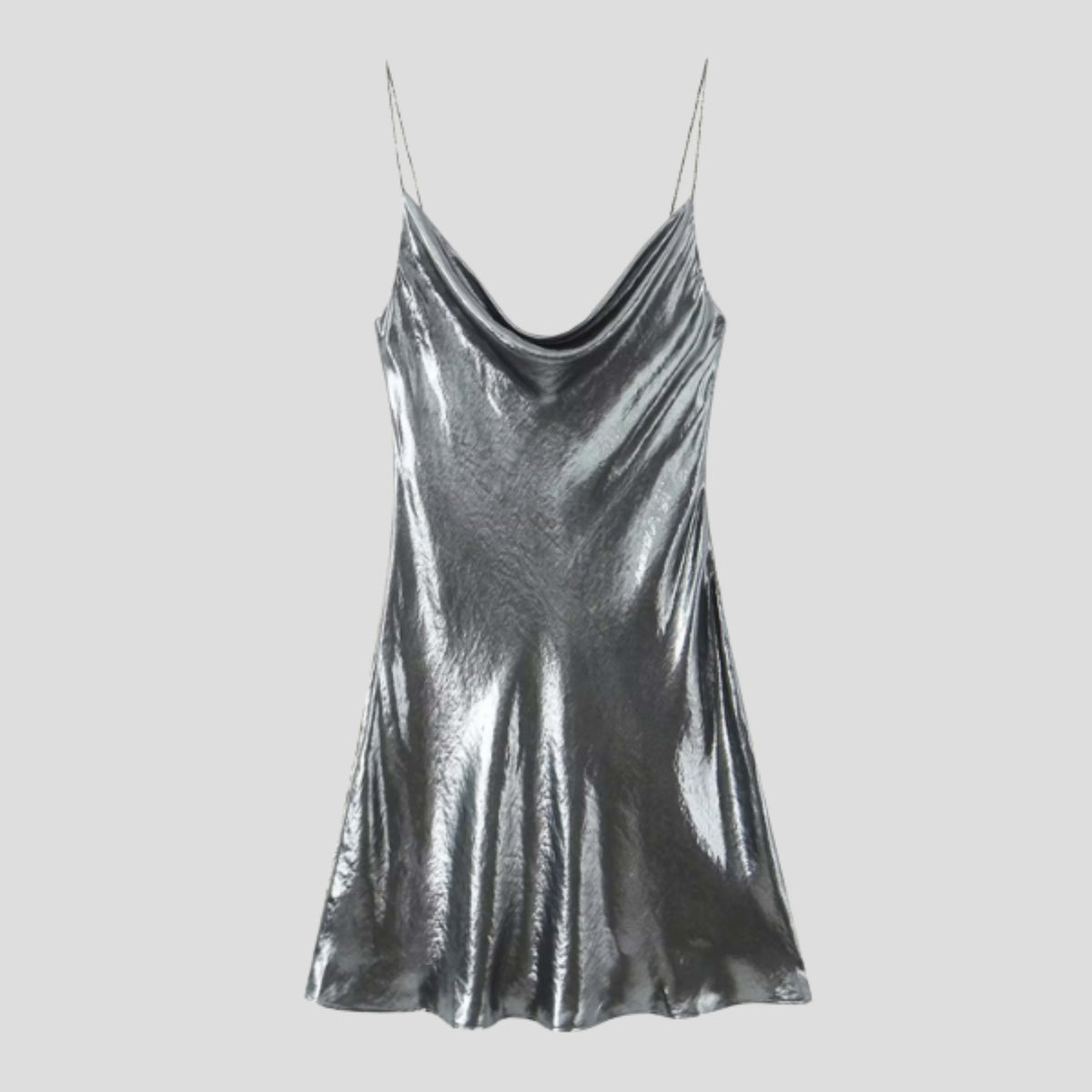 Fleur Satin Cowl Neck Party Mini Dress