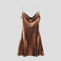 Fleur Satin Cowl Neck Party Mini Dress