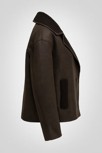 Jocasta Faux Suede Sherpa Trim Jacket