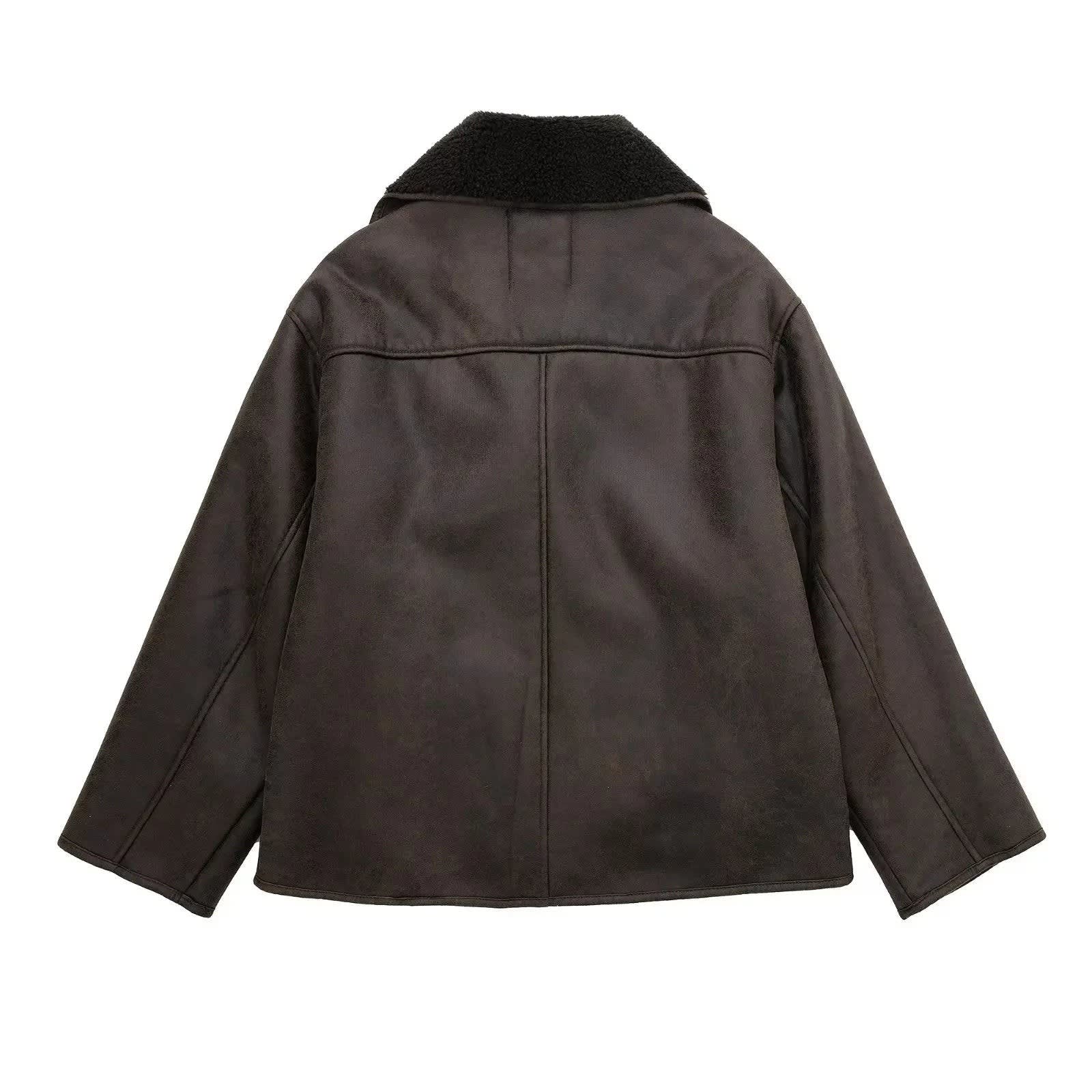 Jocasta Faux Suede Sherpa Trim Jacket