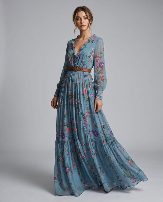 Tansy Floral Print Long Sleeve Maxi Dress_1