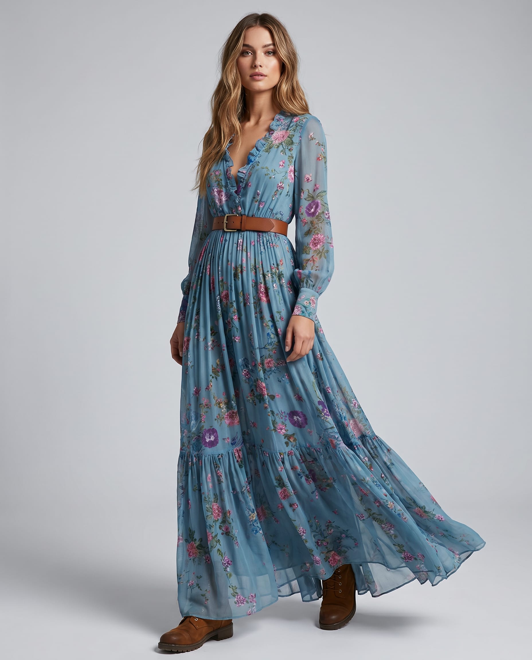 Tansy Floral Print Long Sleeve Maxi Dress