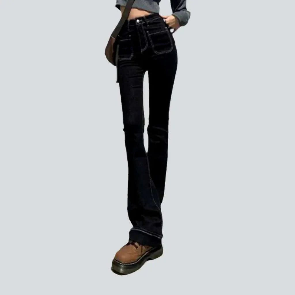 Daphne High Waisted Patch Pocket Bootcut Jeans_1
