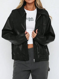 Lulani Relaxed Faux Leather Bomber Jacket