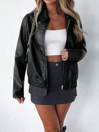 Lulani Relaxed Faux Leather Bomber Jacket