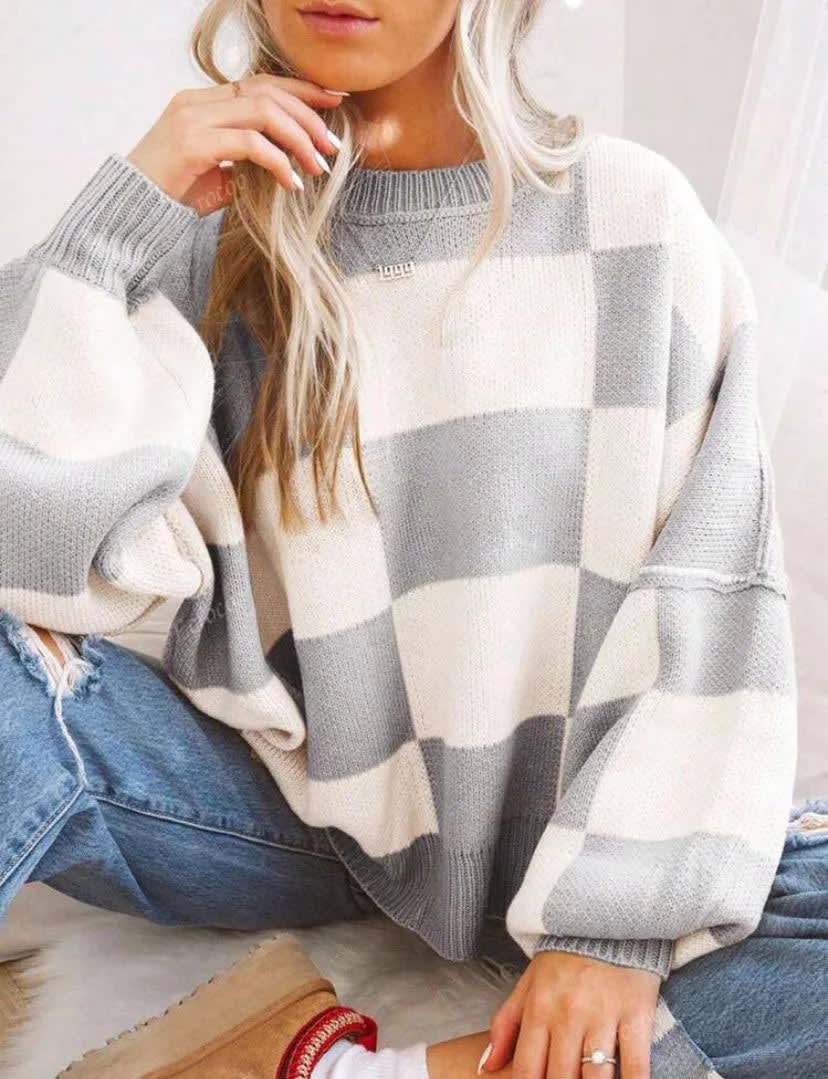 Perla Checkerboard Knit Sweater