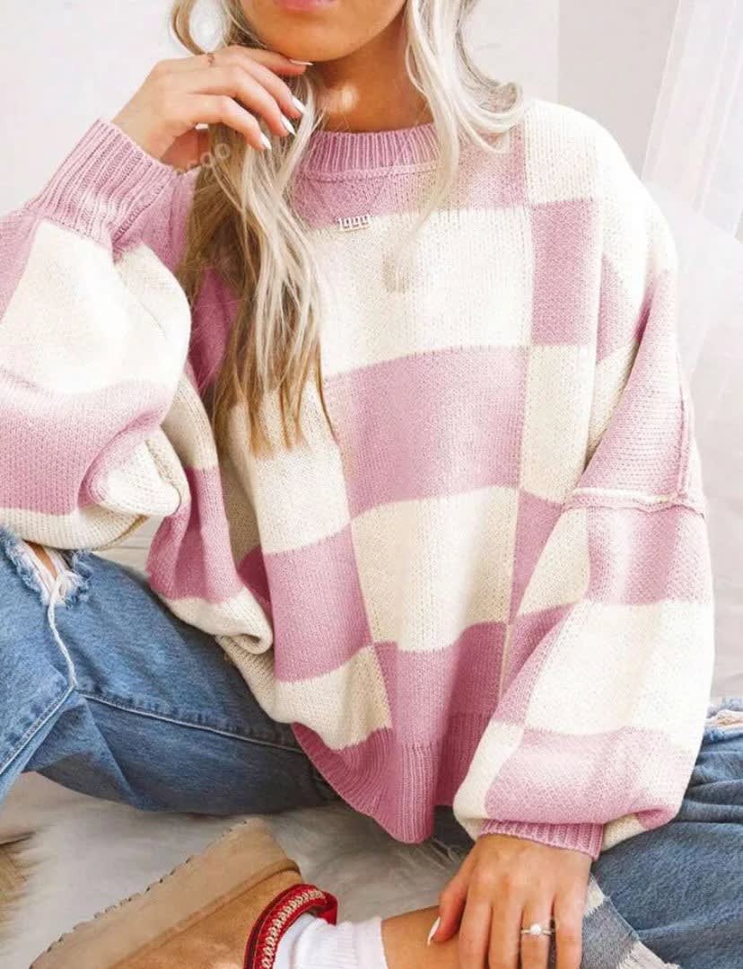 Perla Checkerboard Knit Sweater