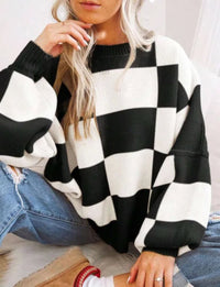 Perla Checkerboard Knit Sweater