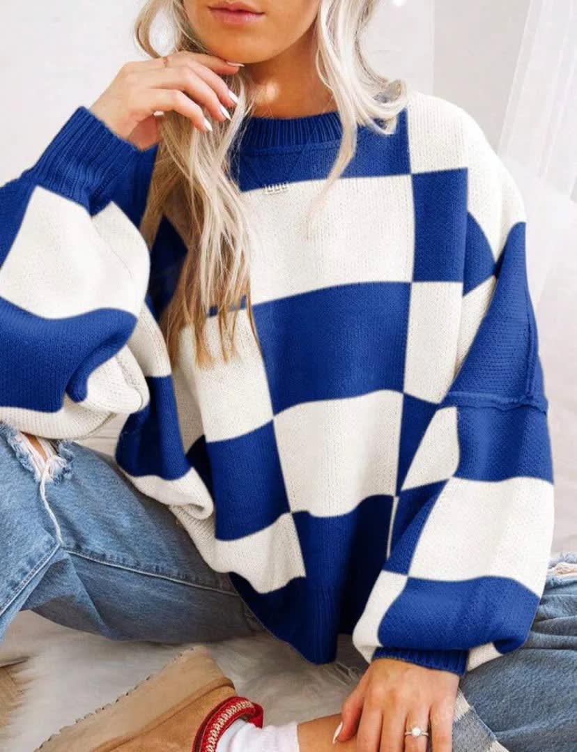 Perla Checkerboard Knit Sweater