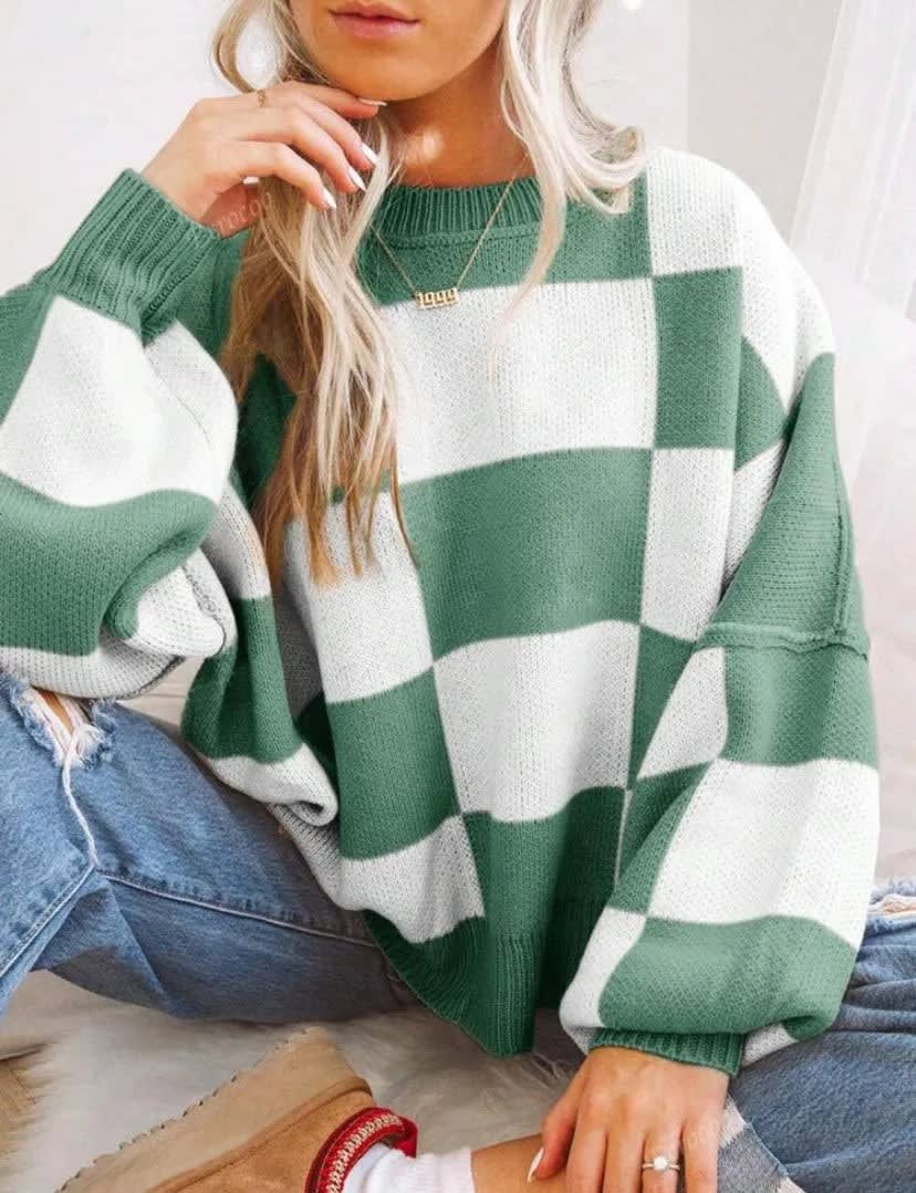 Perla Checkerboard Knit Sweater