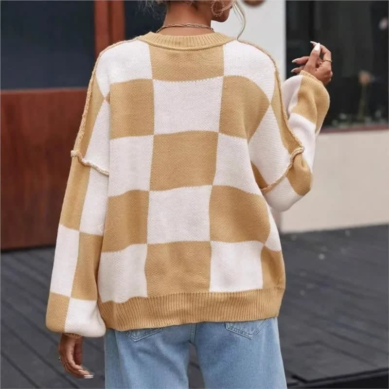 Perla Checkerboard Knit Sweater_3