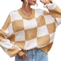 Perla Checkerboard Knit Sweater